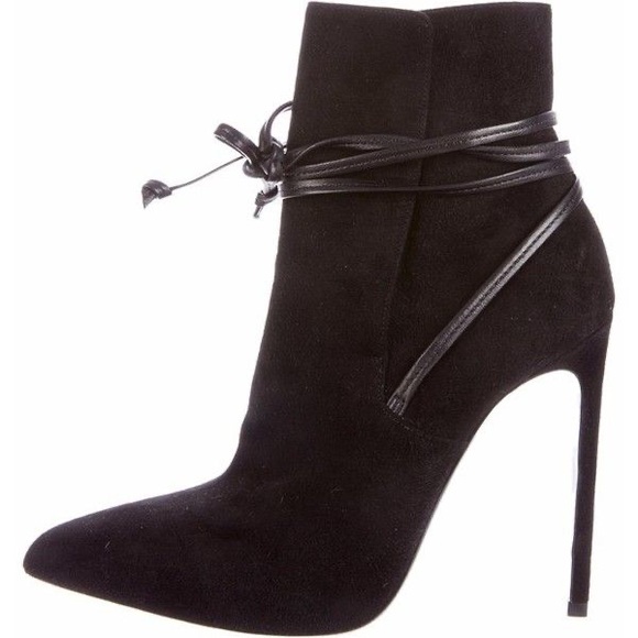 Saint Laurent suede lace up ankle boots - Picture 1 of 7